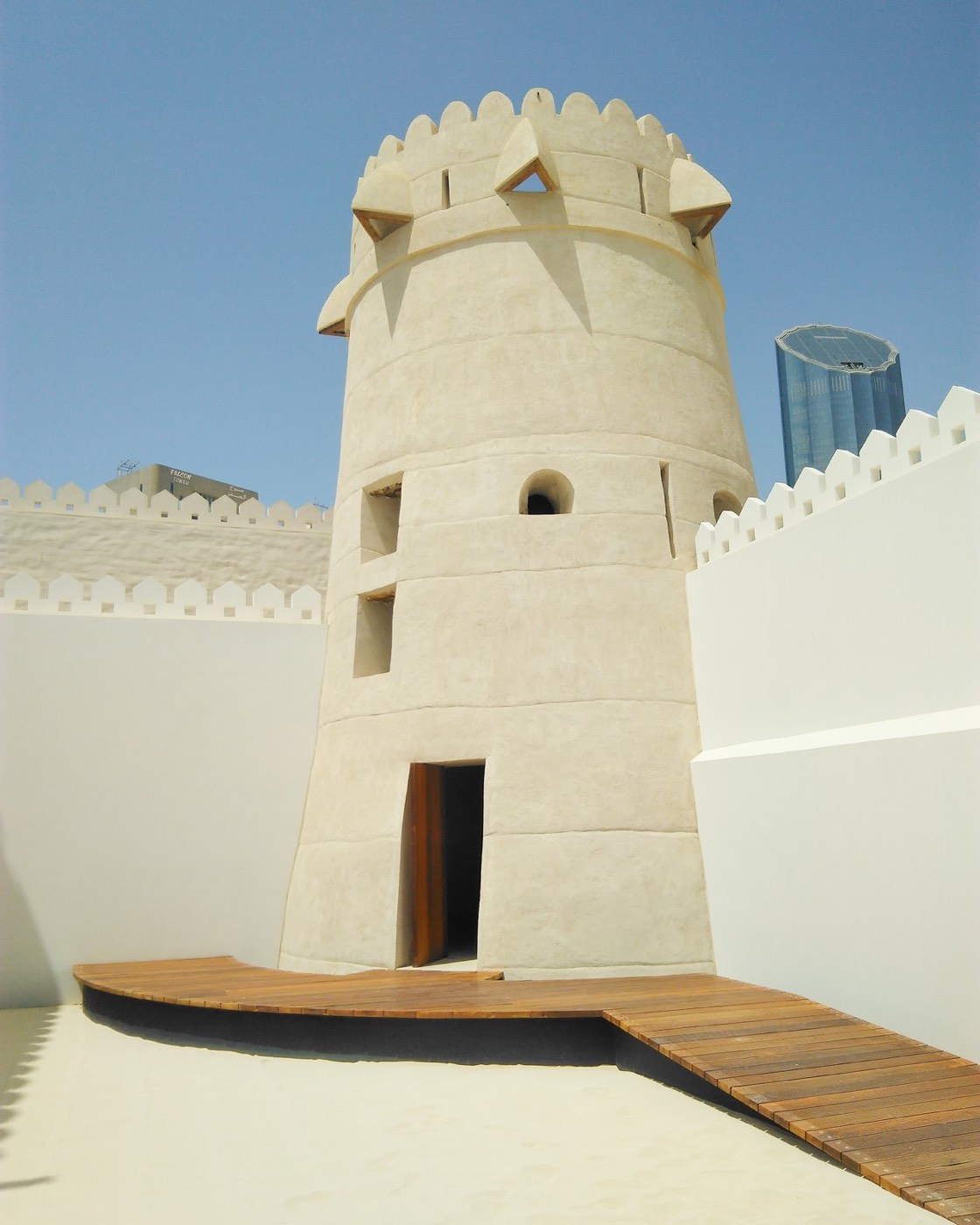 Historic tower in Abu Dhabi with mineral facade restoration