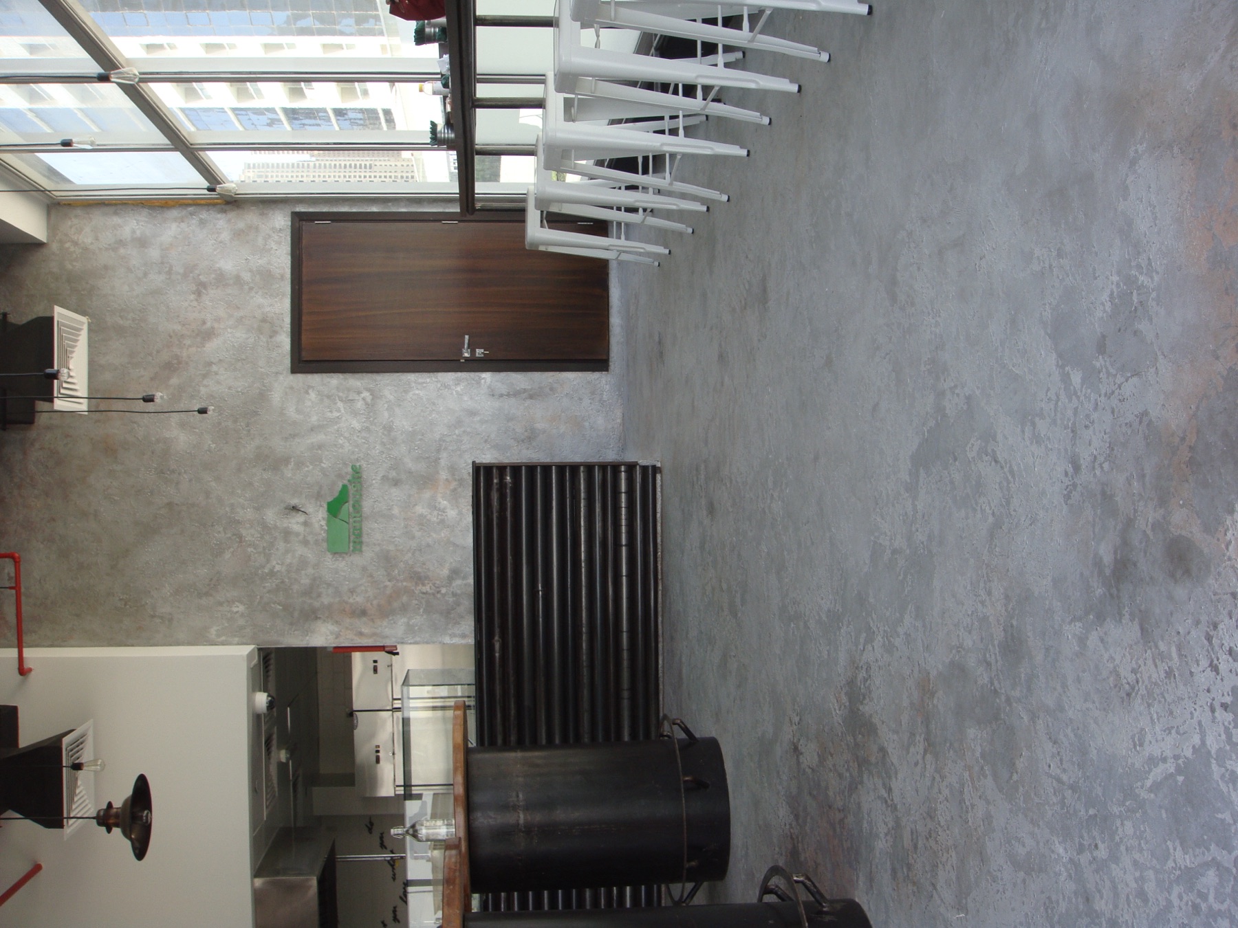 Textured wall and floor at Cafe Mantouche